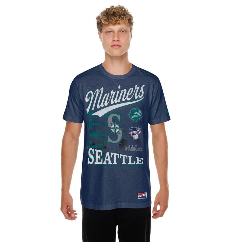 ニューエラ レディース トップス Tシャツ Men's New Era Navy Seattle Mariners Oversized Throwback Distressed T-Shirt Mns Navy ネイビー｜ReVida 店