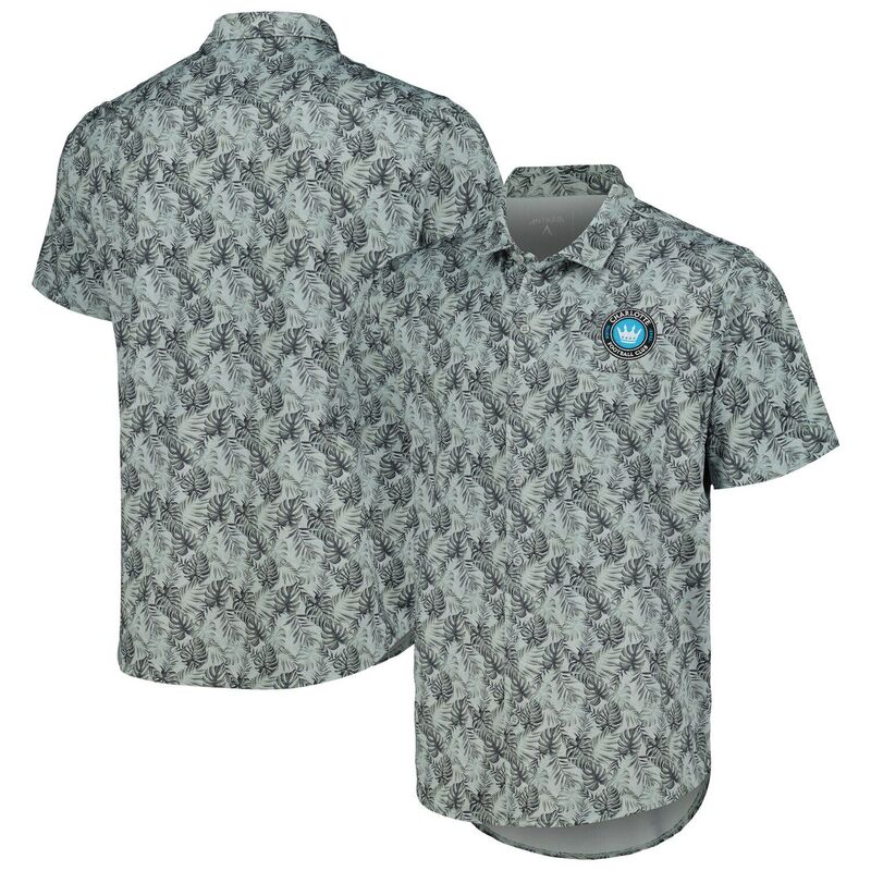 アンティグア レディース トップス プルオーバー Men\u0027s Antigua Black Charlotte FC Resort Button-Up Shirt Cfc Black 黒いこと