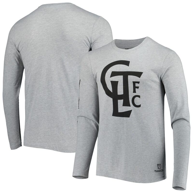 ミッチェル\u0026ネス レディース トップス ティーシャツ ロゴタイプ Men\u0027s Mitchell \u0026 Ness Heathered Gray Charlotte FC Logo Long Sleeve T-Shirt Cfc Grey 薄墨色 Tシャツ・カットソー-レディースファッション