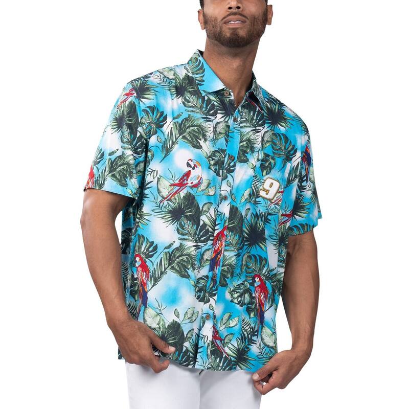 マルガリータビル レディース トップス プルオーバー Men\u0027s Margaritaville Light Blue Chaselliott Jungle Parrot Party Button-Up Shirt Nas Light 青み