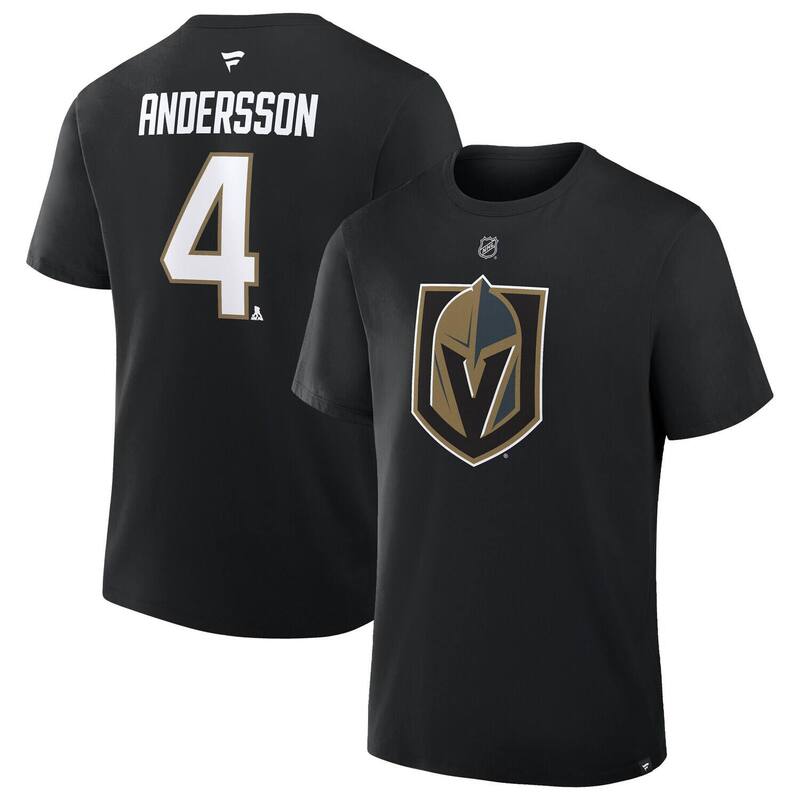 ファナティクス レディース トップス Tシャツ Men's Fanatics Rasmus Andersson Black Vegas Golden Knights Authentic Stack Name & Number T-Shirt Lvk Black ブラック｜ReVida 店