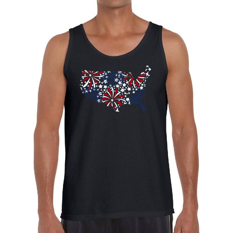 エルエーポップアート レディース トップス Tシャツ LA Pop Art USA Fireworks - Men Word Artank Top Black ブラック