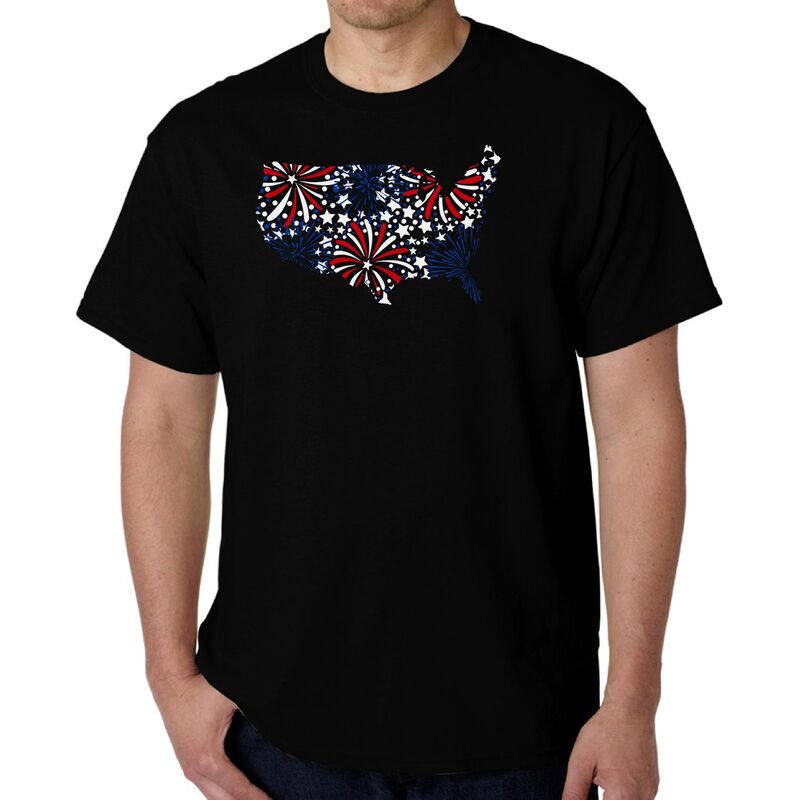 エルエーポップアート レディース トップス Tシャツ LA Pop Art USA Fireworks - Men Word Art-Shirt Black ブラック