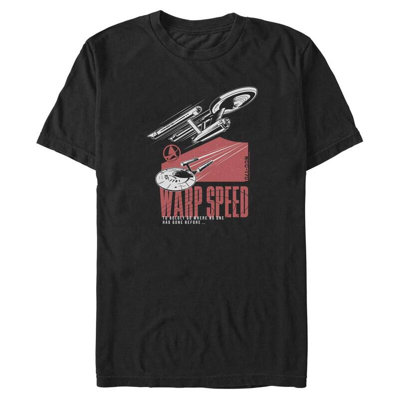 アニメキャラクター レディース トップス Tシャツ トール グラフィック Licensed Character Big & Tall Star Trek U.S.S. Enterprise Warp Speed Graphic Tee Black ブラック|ReVida 店