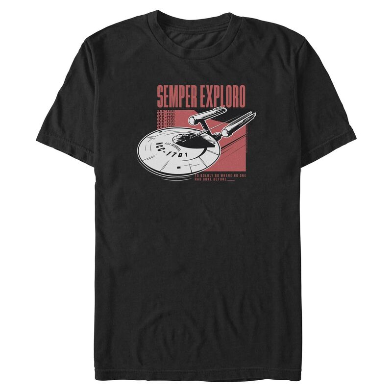 アニメキャラクター レディース トップス Tシャツ トール グラフィック Licensed Character Big & Tall Star Trek U.S.S. Enterprisemper Exploro Graphic Tee Black ブラック|ReVida 店