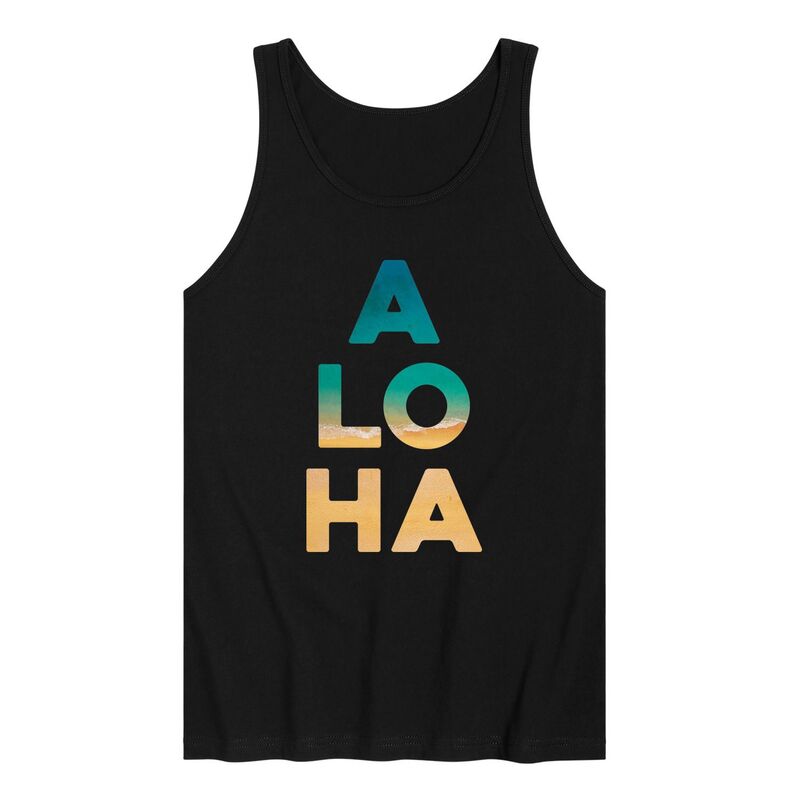 アニメキャラクター レディース トップス Tシャツ グラフィック Licensed Character Men's Aloha Graphic Tank Top Black ブラック|ReVida 店