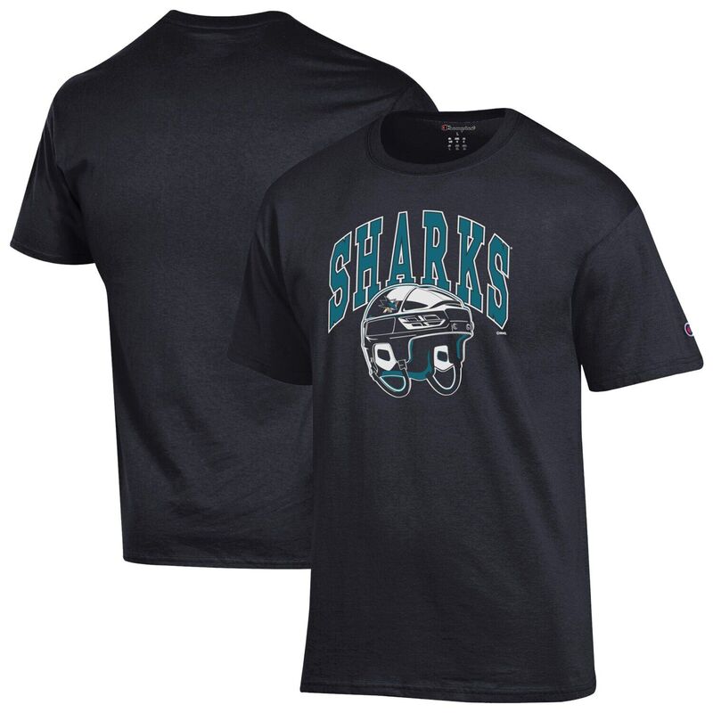 チャンピオン レディース トップス Tシャツ Men's Champion Black San Jose Sharks Helmet-Shirt Sks Black ブラック｜ReVida 店 8,725円