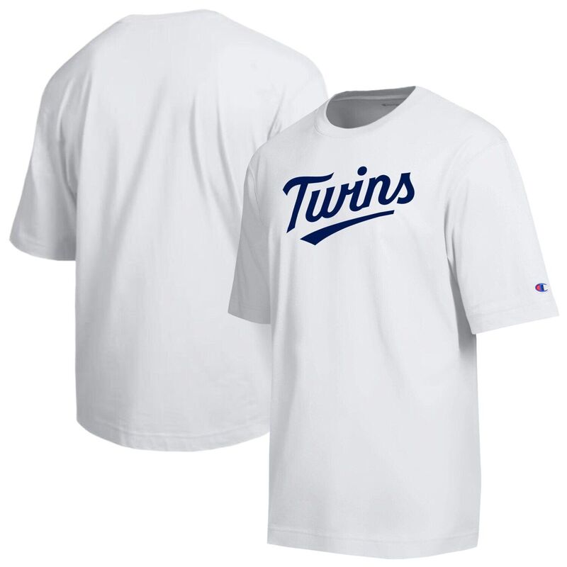 チャンピオン レディース トップス Tシャツ Men Champion White Minnesota Twins All Starched Chenille Wordmark T-Shirtwn White ホワイト