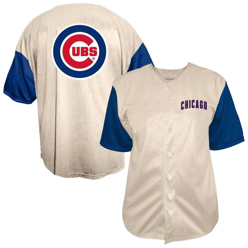 ファナティクス レディース トップス Tシャツ トール ジャージー Fanatics Men Profile Cream Chicago Cubs Big \u0026 Tall Full-Button Jersey Cubeige ベージュ