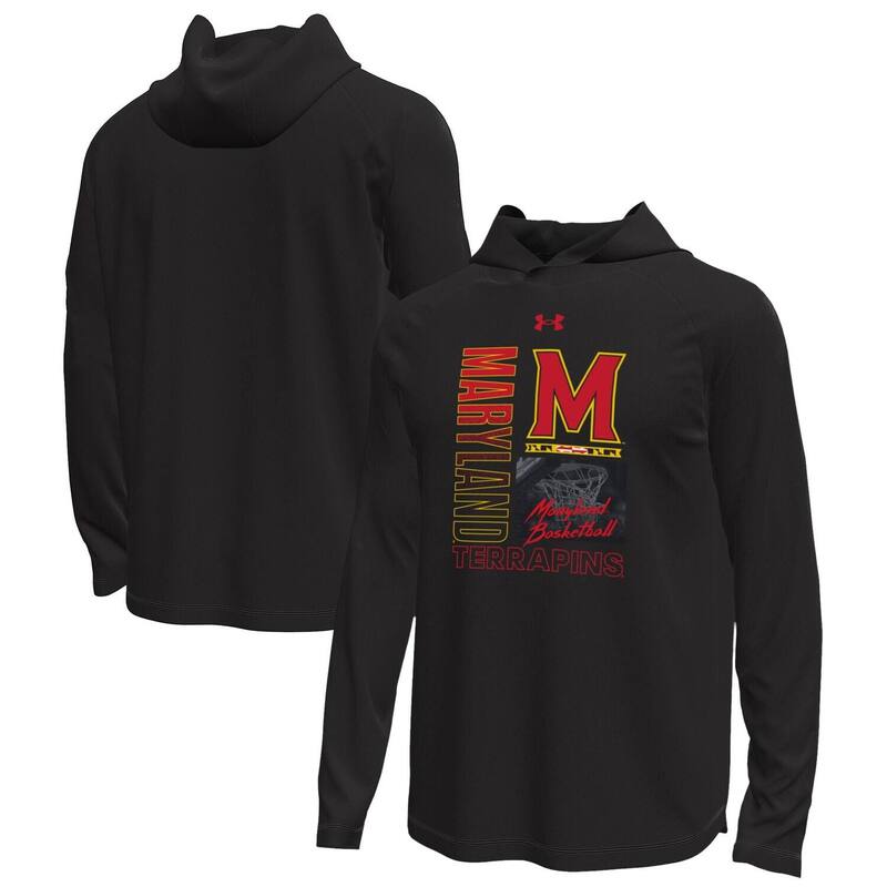 アンダーアーマー レディース トップス Tシャツ Men Under Armour Black Maryland Terrapins Unity Shooting Long Sleeve Hooded T-Shirt Mar Black ブラック