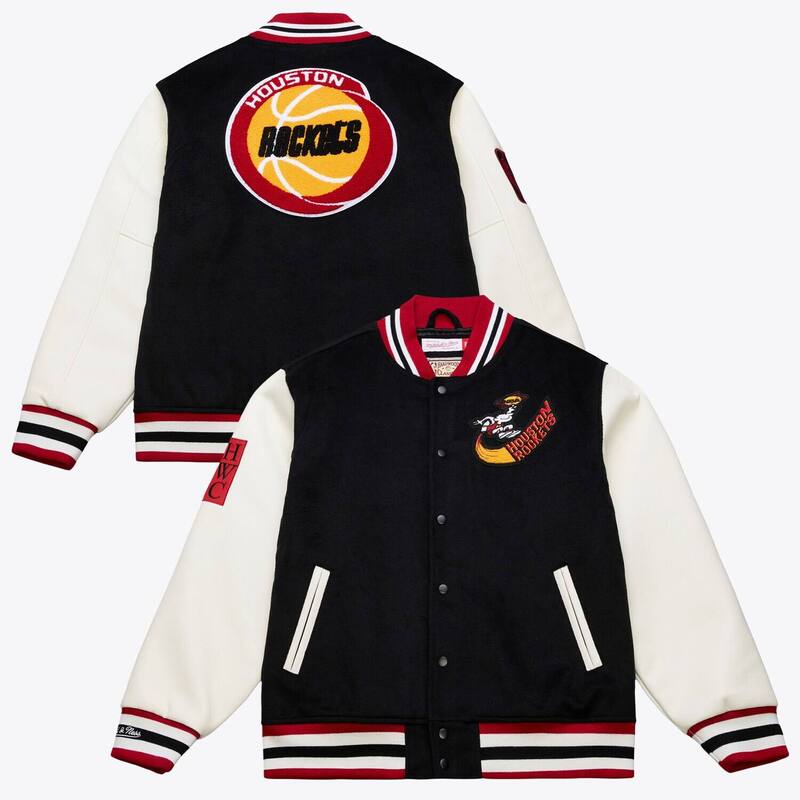 ミッチェル\u0026ネス レディース アウター 上衣・上衣 Men\u0027s Mitchell \u0026 Ness Black/White Houston Rockets Hardwood Classics Off Day Full-Snap Varsity Jacket Rkt Black 黒いこと