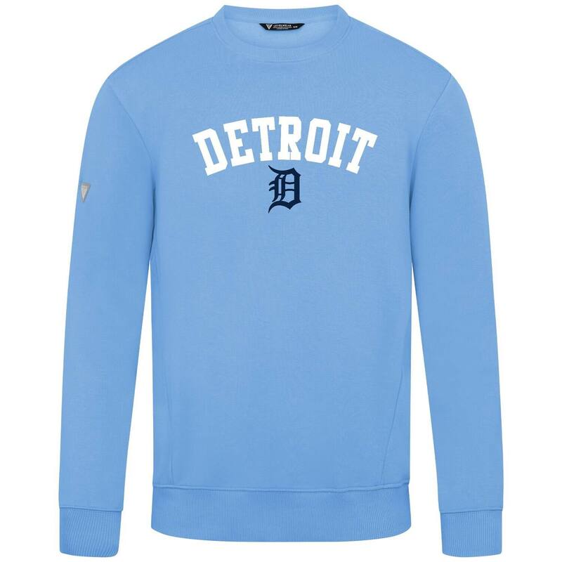 気泡管水準器お召しもの レディース トップス プルオーバー 汗水 Men\u0027s Levelwear Light Blue Detroitigers Zane Felt Arch Pullover Sweatshirtgr Light 青色