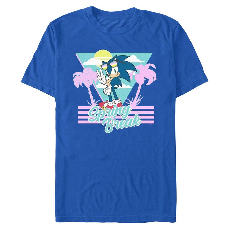 アニメキャラクター レディース トップス Tシャツ グラフィック Licensed Character Men'sonic Thedgehog Spring Break Graphic Tee Royal|ReVida 店