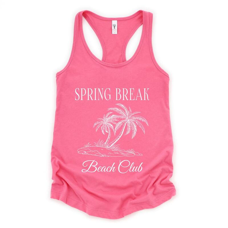 Simply Sage Market レディース トップス ティーシャツ グラフィック Simply Sage Market Spring Break Beach Club - Women\u0027s Graphic Racerback Tank Top Hot Pink サクラ色 レディースファッション-Tシャツ・カットソー-トップス