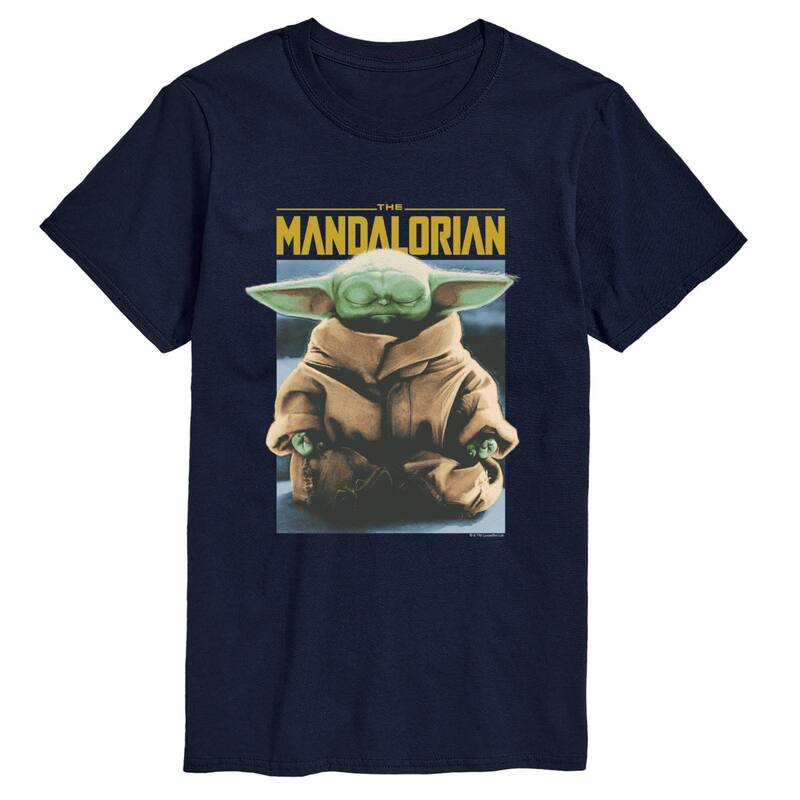 アニメキャラクター レディース トップス Tシャツ グラフィック Licensed Character Men's The Mandalorian Grogu Meditate Graphic Tee Navy ネイビー｜ReVida 店