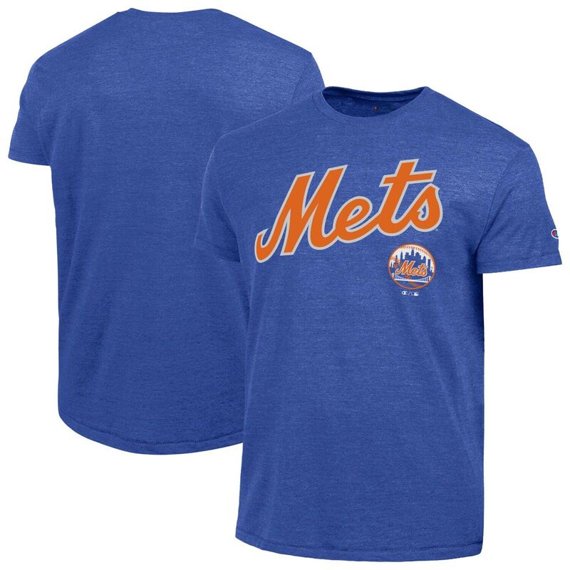 はやりっ児 レディース トップス プルオーバー Men\u0027s Champion Royal New York Mets Cooperstown Wordmark Lockup Tri-Blend T-Shirt Met Blue 青色
