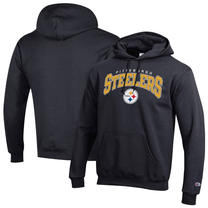 チャンピオン レディース トップス Tシャツ ロゴ パーカー Men's Champion Black Pittsburgh Steelers Powerblend Arch over Logo Hoodie Stl Black ブラック|ReVida 店