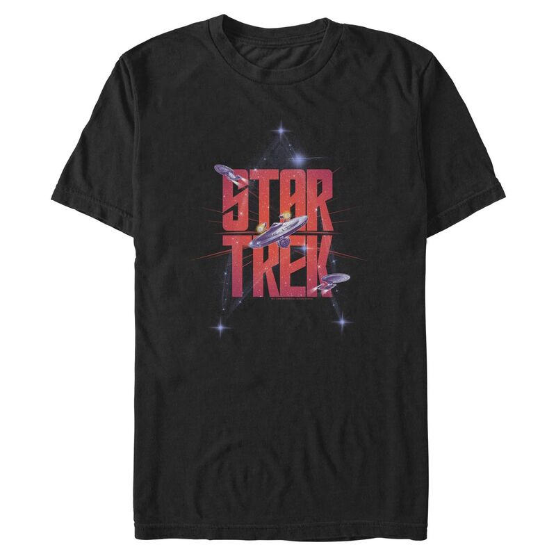 アニメキャラクター レディース トップス Tシャツ トール グラフィック Licensed Character Big & Tall Star Trek Ships Graphic Tee Black ブラック｜ReVida 店