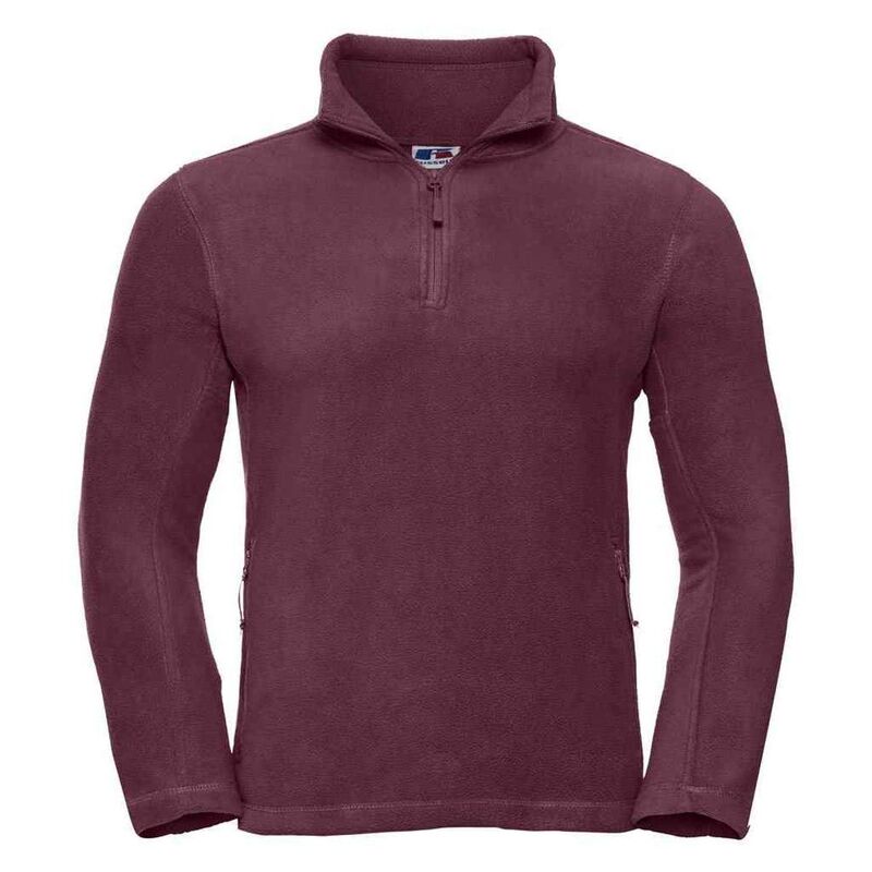 ラッセルアスレチック レディース アウター ニット・セーター フリース Russell Athletic Russell Mens Zip Neck Outdoor Fleece Top Burgundy バーガンディ｜ReVida 店