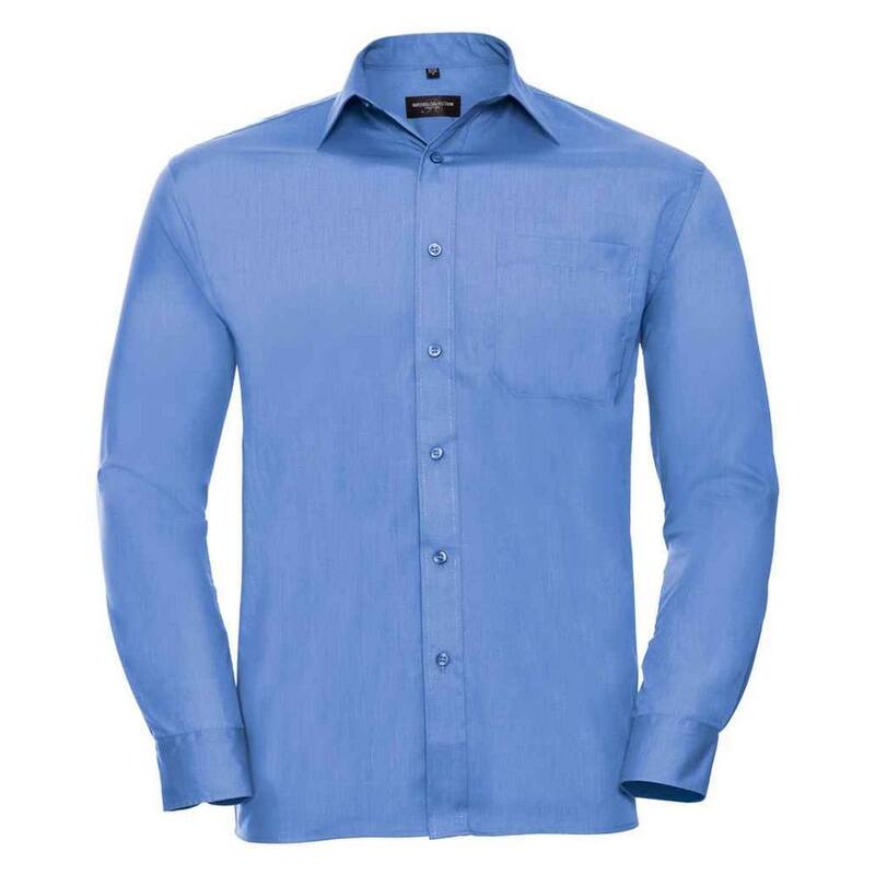 ラッセルアスレチック レディース トップス ティーシャツ 長袖 Russell Athletic Russell Collection Mens Poplin Easy-Care Long-Sleeved Formal Shirt Corporate Blue 青色 レディースファッション-トップス