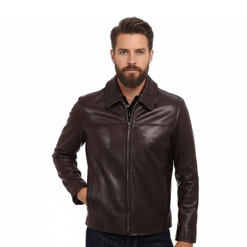 電話を掛けるハーン レディース アウター 上衣・上衣 なめし革 Cole Haan Men\u0027smooth Genuine Leather Jacket java