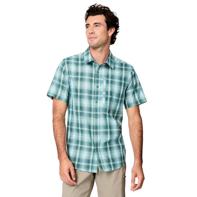 フリー カントリー レディース トップス Tシャツ Free Country Men's Excursion Short Sleeve Poplin Shirt Jade Plaid チェック｜ReVida 店