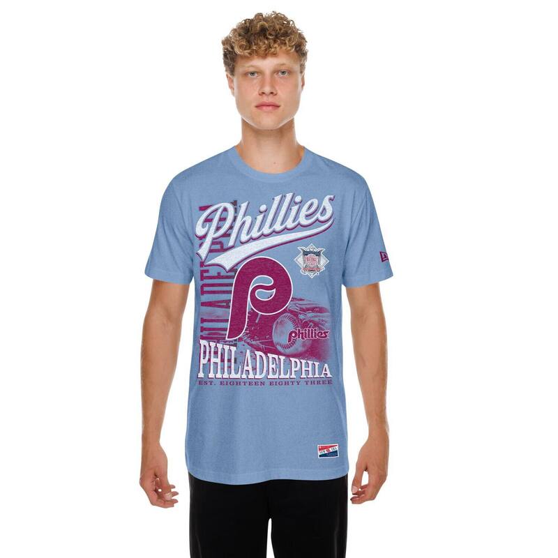 ニューエラ レディース トップス Tシャツ Men's New Era Light Blue Philadelphia Phillies Oversized Throwback Distressed T-Shirt Phlight ブルー|ReVida 店