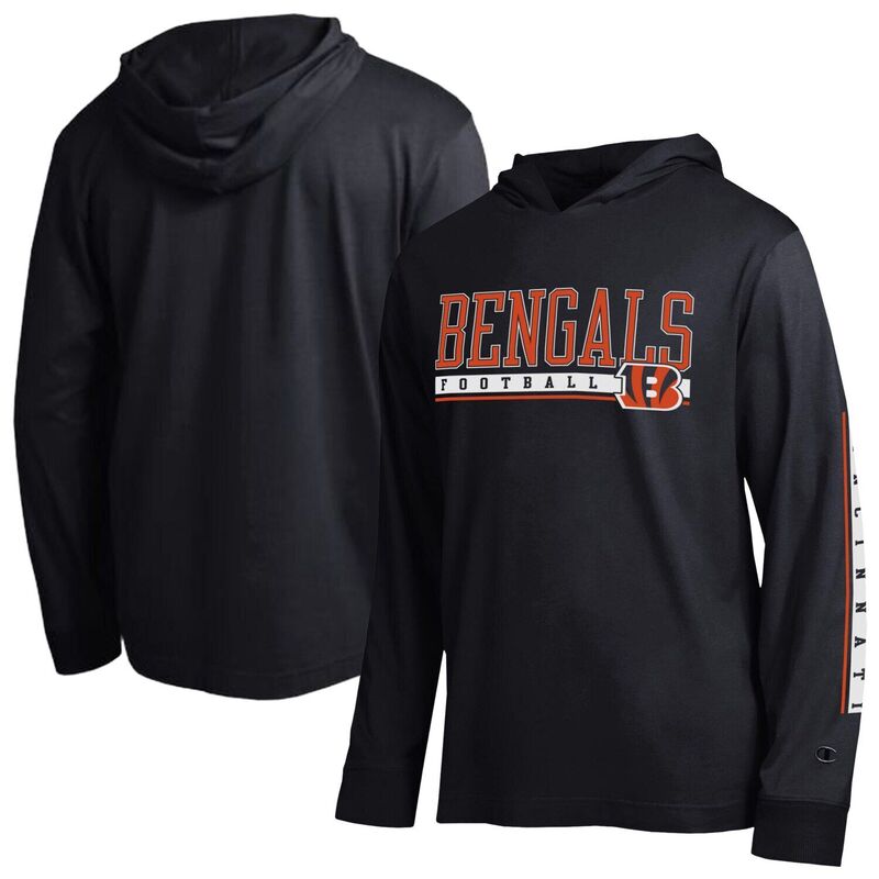 チャンピオン レディース トップス Tシャツ Men Champion Black Cincinnati Bengals All Star Hooded T-Shirt Bng Black ブラック
