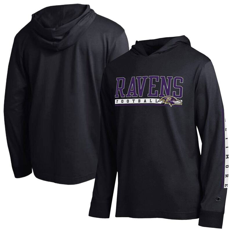 チャンピオン レディース トップス Tシャツ Men Champion Black Baltimore Ravens All Star Hooded T-Shirt Rav Black ブラック