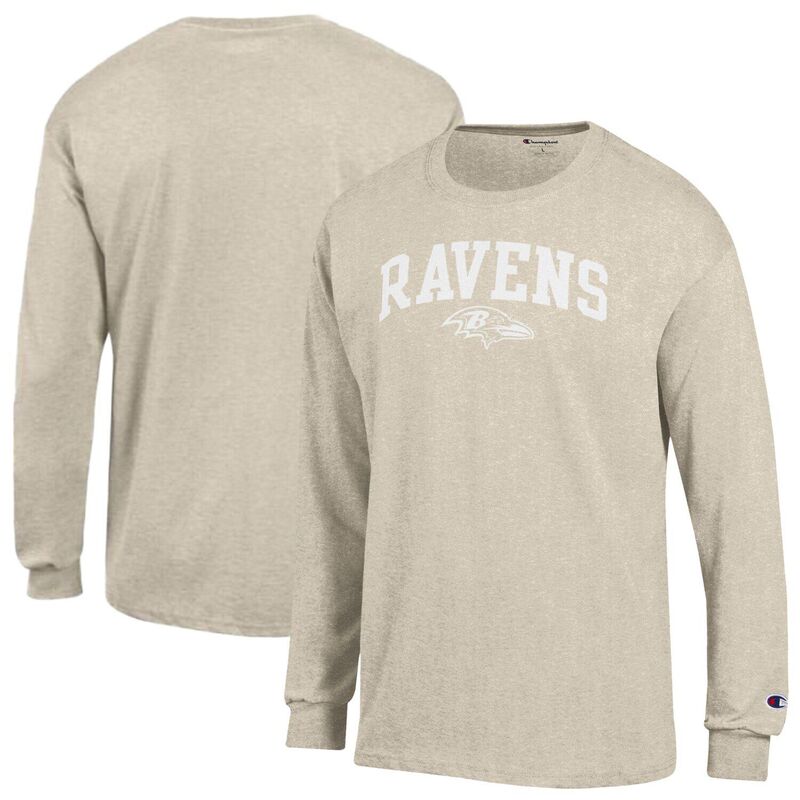 はやりっ子 レディース トップス ティーシャツ ティーシャツ Men\u0027s Champion Heather Oatmeal Baltimore Ravens White Ink Jersey Long Sleeve T-Shirt Rav Multi マルチ色合い トップス-Tシャツ・カットソー-レディースファッション