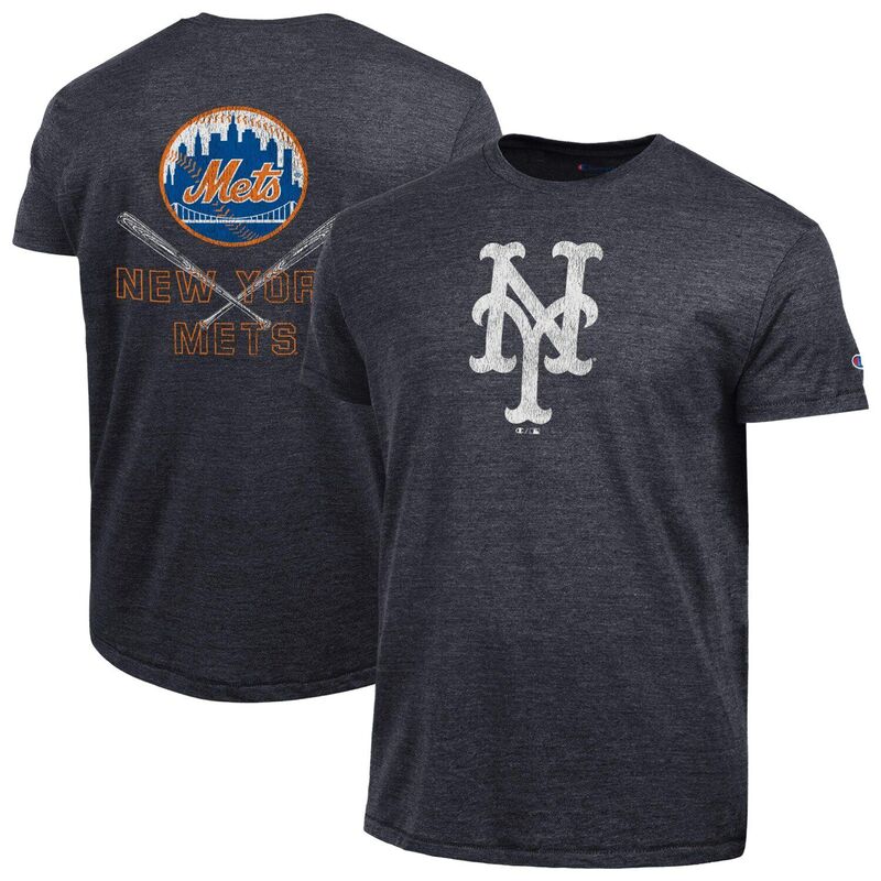 チャンピオン レディース トップス Tシャツ Men's Champion Black New York Mets Tri-Blend T-Shirt Met Black ブラック|ReVida 店