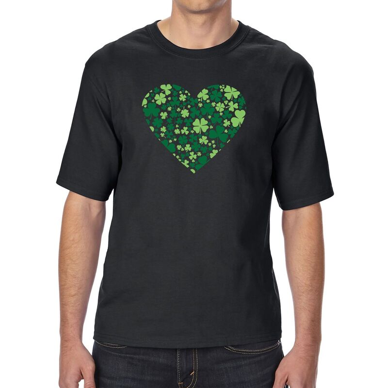 エルエーポップアート レディース トップス ティーシャツ トール 天使の都市 Pop Art Clover Heart - Men\u0027s Tall and Long Word Art-Shirt Black 黒いこと レディースファッション-トップス