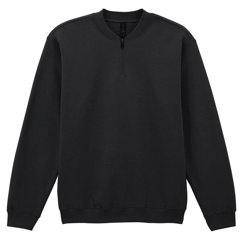 ギルダン レディース アウター 編み物・プルオーバー ハーフジップ 流汗 プルオーバー Gildan Unisex Adult Softstyle Midweight Quarter Zip Sweatshirt Black 黒いこと セーター-ニット・セーター