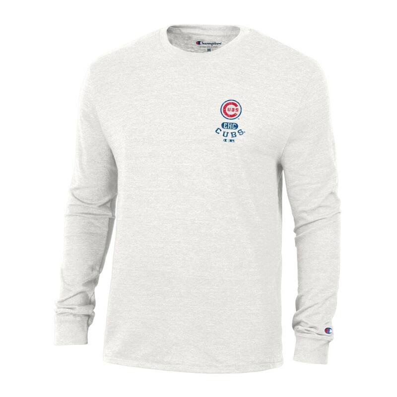 はやりっ児 レディース トップス ティーシャツ Men\u0027s Champion White Chicago Cubs Cooperstown Winning Tradition Tri-Blend Long Sleeve T-Shirt Cub White 白いこと トップス-レディースファッション-Tシャツ・カットソー