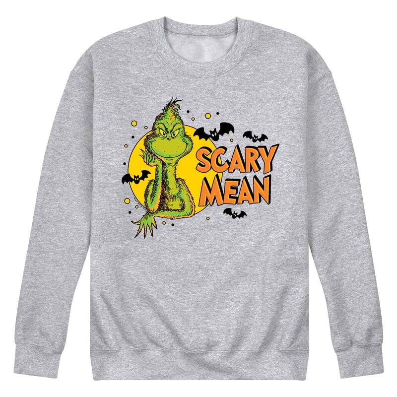 アニメ人となり レディース トップス ティーシャツ 流汗 フリース Licensed Character Men\u0027s Dr. Seuss Grinch Scary Mean Fleece Sweatshirt Heather Gray 薄墨色 Tシャツ・カットソー-トップス-レディースファッション