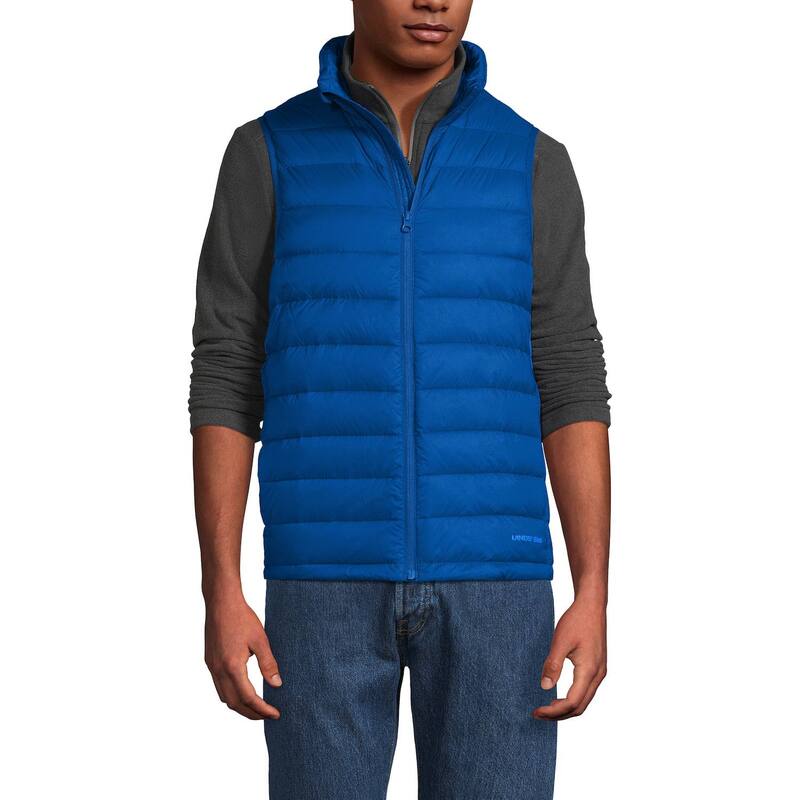 ランズエンド レディース アウター ジャケット・ブルゾン ベスト ダウン Men Lands End Wanderweight Down Puffer Vest Nautical Blue ブルー