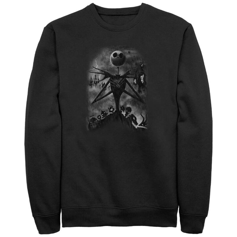 ウォルトディズニー レディース トップス ティーシャツ スウェットール フリース Disney\u0027s The Nightmare Before Christmas Jack Skellingtonight Storm Big \u0026 Tall Fleece Sweatshirt Black 黒いこと トップス-Tシャツ・カットソー-レディースファッション