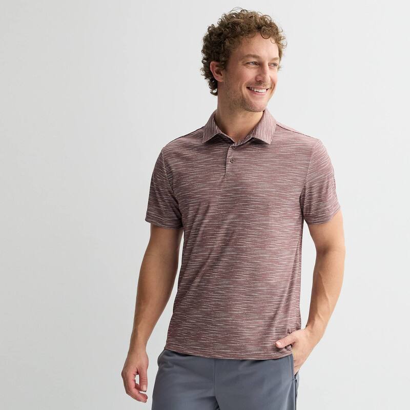 Tek Gear レディース トップス Tシャツ ポロシャツ Men Tek Gear Dry-Tek Polo Shirt Mauve Texture Stripes ストライプ