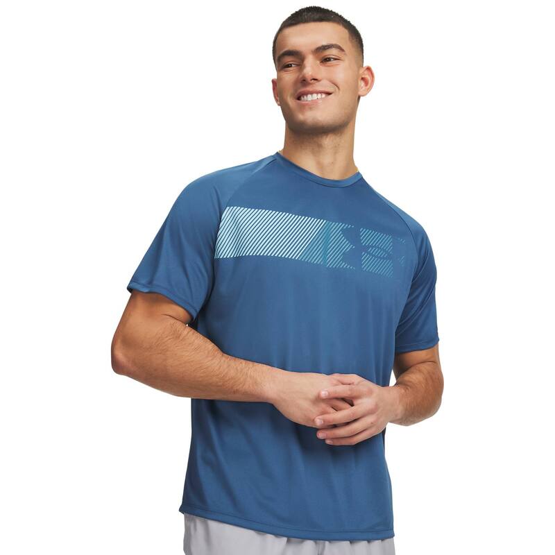 アンダーアーマー レディース トップス Tシャツ グラフィック Men Under Armour Tech Graphic Short Sleeve Tee Wham Blue ブルー