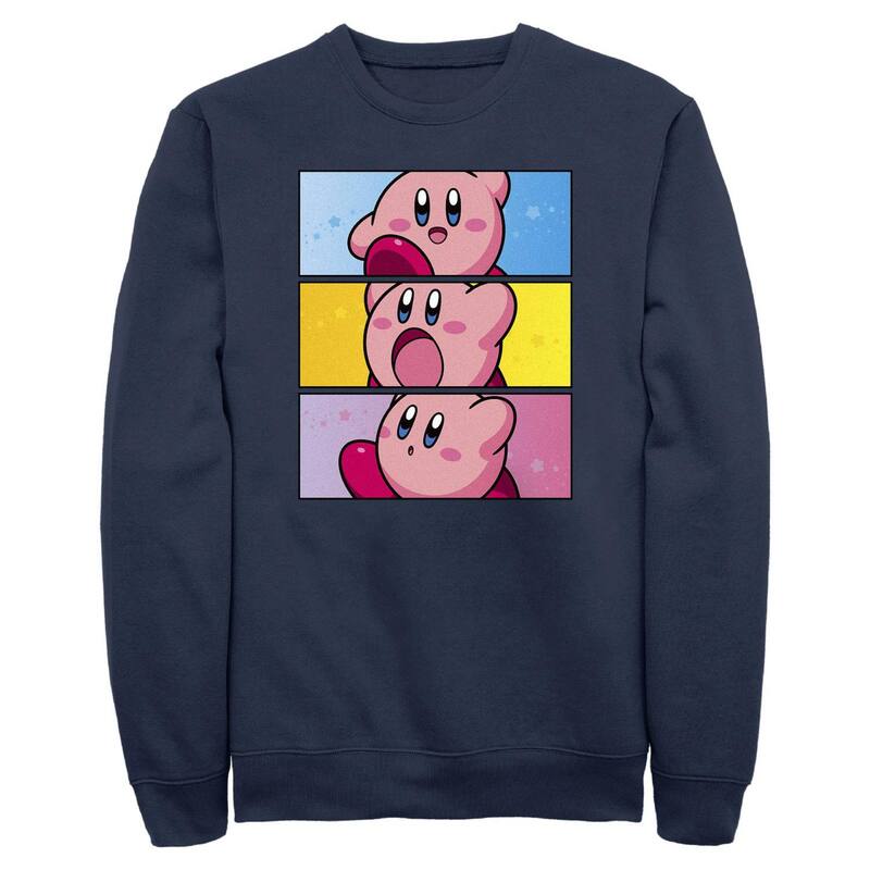 アニメ人となり レディース トップス ティーシャツ 流汗 フリース グラフィック Licensed Character Men\u0027s Nintendo Kirby Graphic Fleece Sweatshirt Navy 米国海軍 レディースファッション-Tシャツ・カットソー
