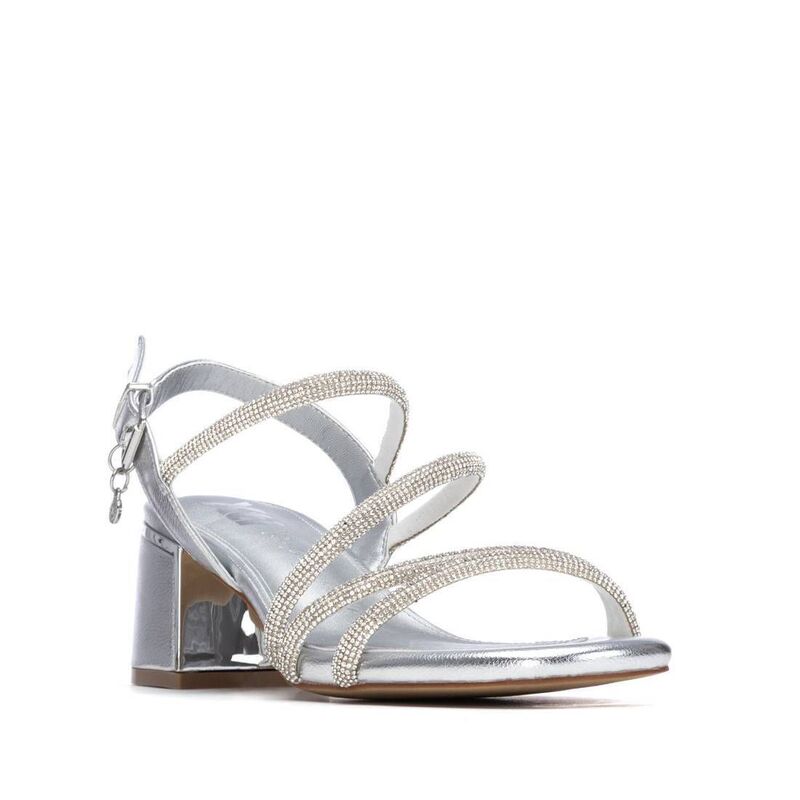 キシタイ王国 レディース シューズ サンダル 踵 XTI Women\u0027s Block Heel Sandals 145260 Silver しろがね色