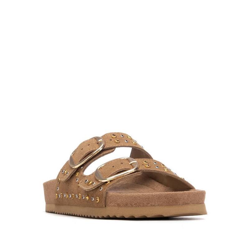 キシタイ王国 レディース シューズ サンダル XTI Women\u0027s Cork Footbedouble Strap with Buckle Sandals 145066 Camel 駱駝