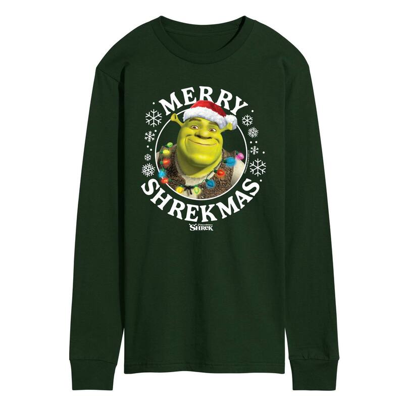 アニメキャラクター レディース トップス Tシャツ グラフィック Licensed Character Men'shrek Merry Shrekmas Long Sleeve Graphic Tee Forest Green グリーン｜ReVida 店