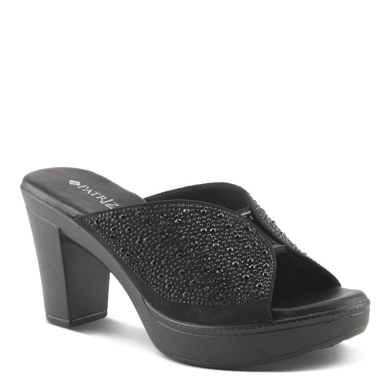 パトリシア レディース シューズ サンダル プラットホーム 踵 Patrizia Lavina Women\u0027s Platform Heel Slide Sandals With Rhinestone Accent Black 黒いこと