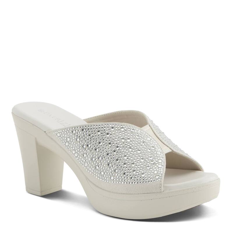 パトリシア レディース シューズ サンダル プラットホーム 踵 Patrizia Lavina Women\u0027s Platform Heel Slide Sandals With Rhinestone Accent Bone