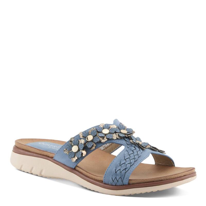 パトリシア レディース シューズ サンダル 御花柄 御花 Patrizia Lisetta Women\u0027s Flat Slide Sandals with Floral Accent Blue Multi 青み