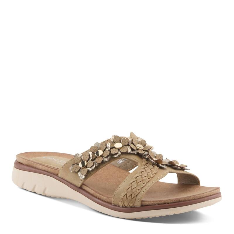 パトリシア レディース シューズ サンダル 御花柄 御花 Patrizia Lisetta Women\u0027s Flat Slide Sandals with Floral Accentan Multi タン