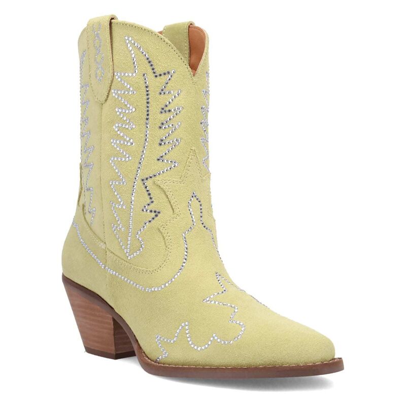 ディンゴ レディース シューズ ブーツ・レインブーツ スエードクロス アンクル Dingo Tiny Pony Women\u0027suede Cowgirl Ankle Boots Lime 菩提樹