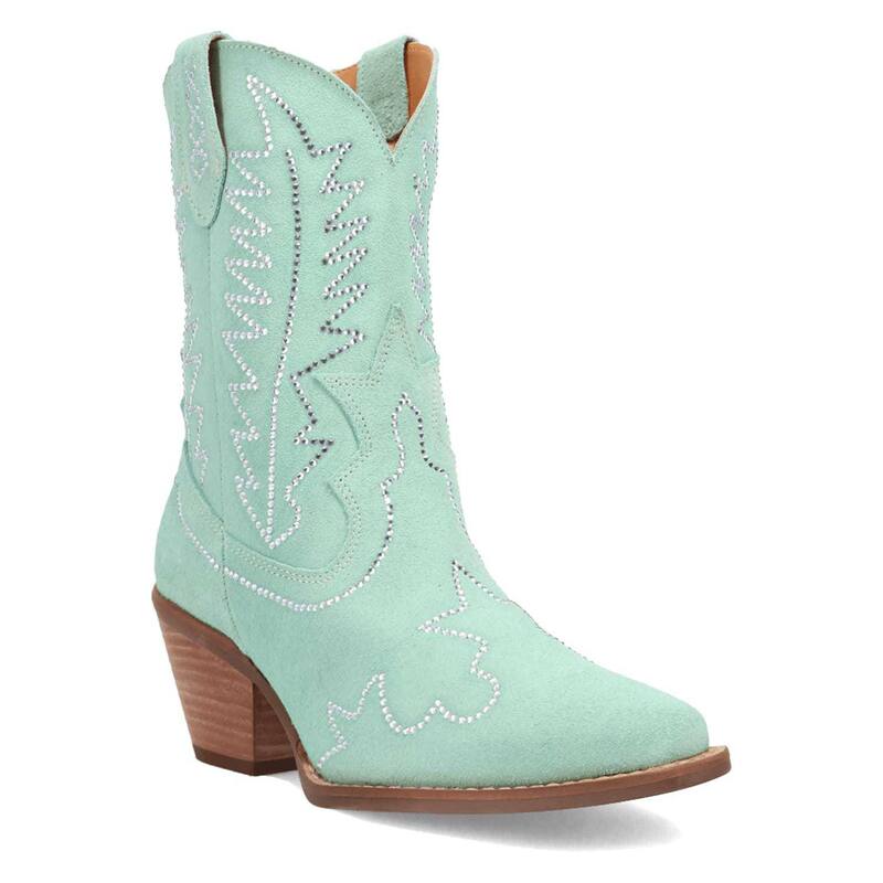 ディンゴ レディース シューズ ブーツ・レインブーツ スエードクロス アンクル Dingo Tiny Pony Women\u0027suede Cowgirl Ankle Boots Mint ペパーミント