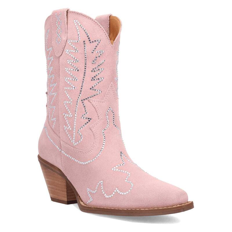 ディンゴ レディース シューズ ブーツ・レインブーツ スエードクロス アンクル Dingo Tiny Pony Women\u0027suede Cowgirl Ankle Boots Pink サクラ色